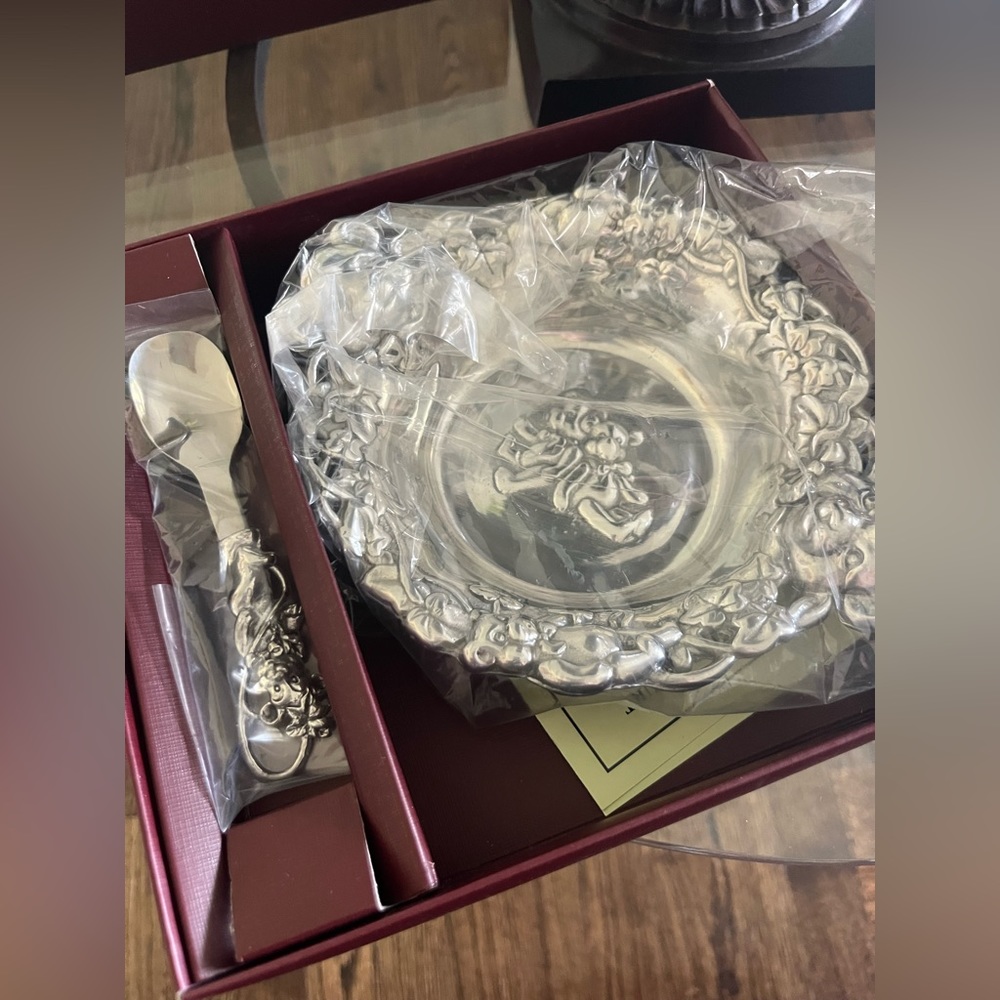 Arthur Court baby —vintage bowl and spoon. New in box